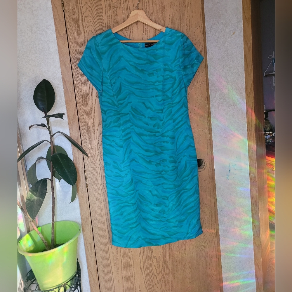 Valerie Dress Pure Silk Size 8 Blue Green Mermaid core Earthy Whimsicle Vintage